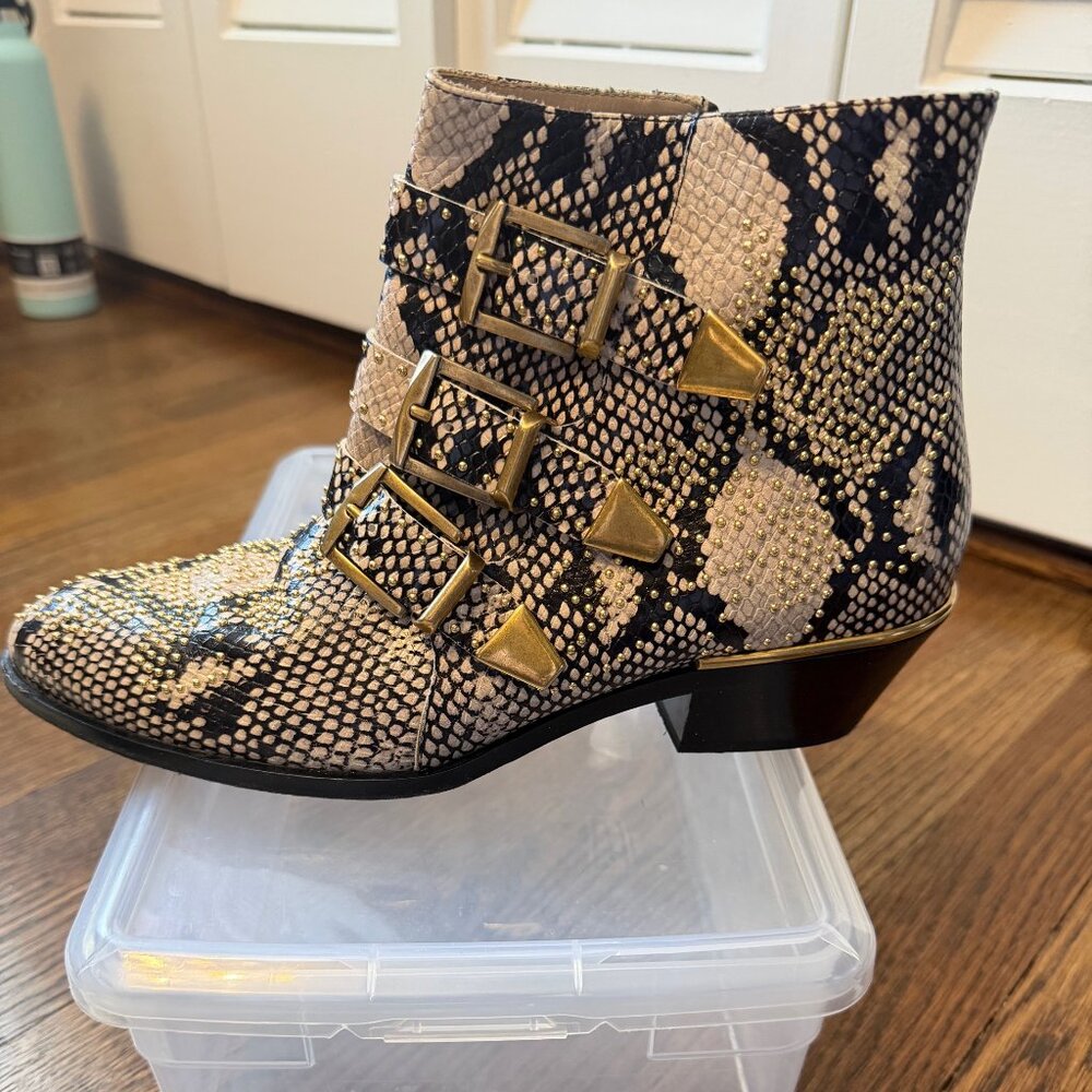 Chloe | Susanna Python Snakeskin Print Studded Bo… - image 1